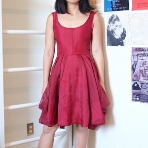 Gary Graham Wine Ruby Red Silk Sleeveless Dress